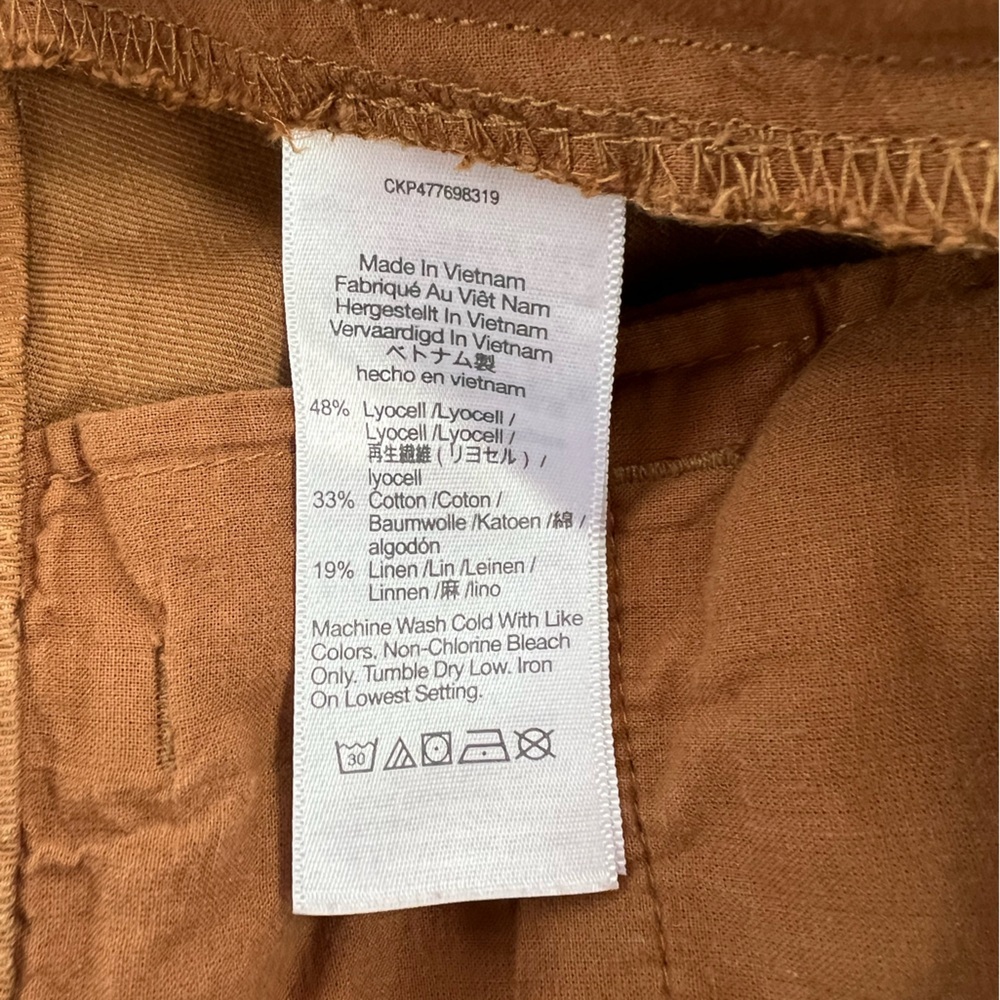 Madewell The Harlow Wide-Leg Linen Blend Pant in Acorn Brown, size 4 - Picture 11 of 13